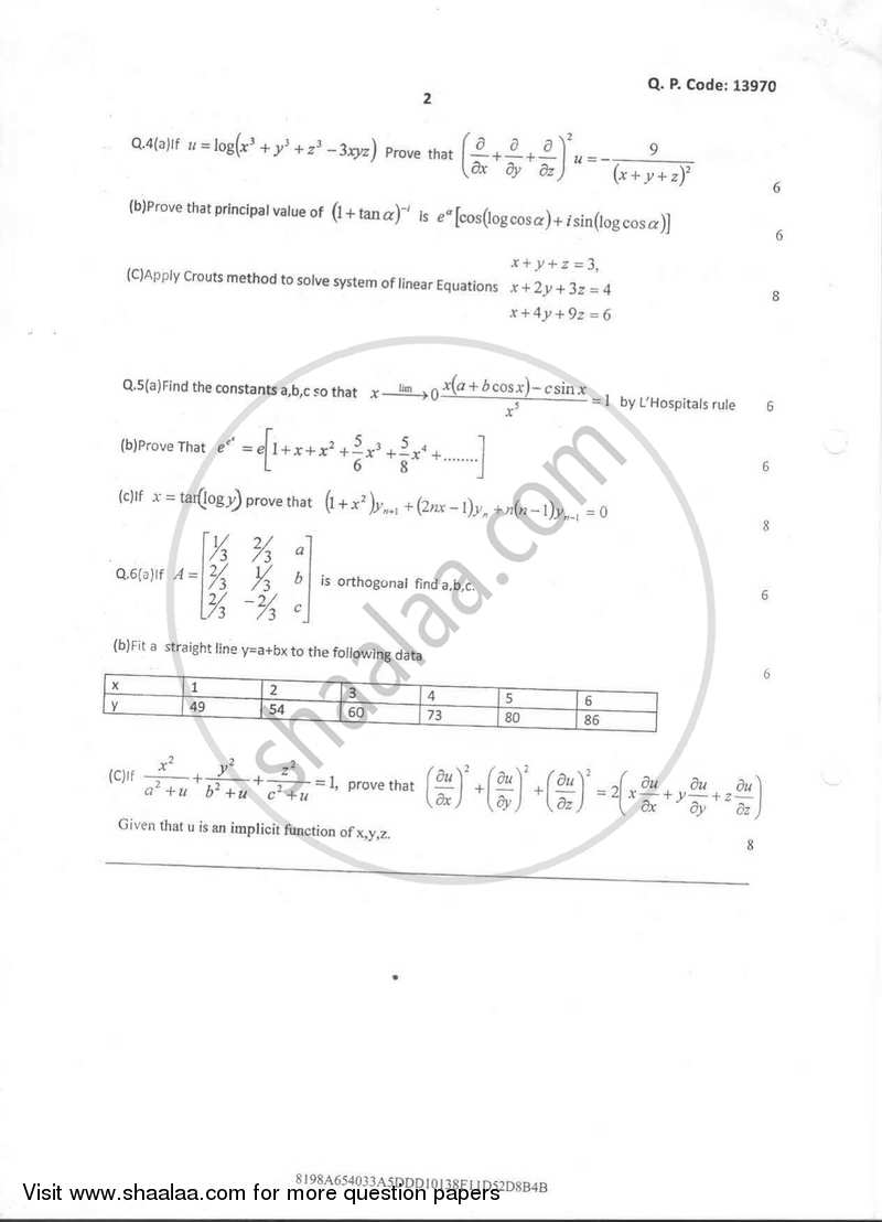 Applied Mathematics 1 2016-2017 - B.E. - Semester 1 (FE First Year) - University of Mumbai question paper with PDF download