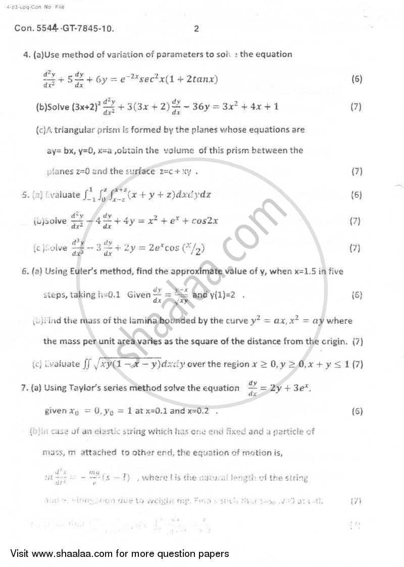 Applied Mathematics 2 2010-2011 - B.E. - Semester 2 (FE First Year) - University of Mumbai question paper with PDF download