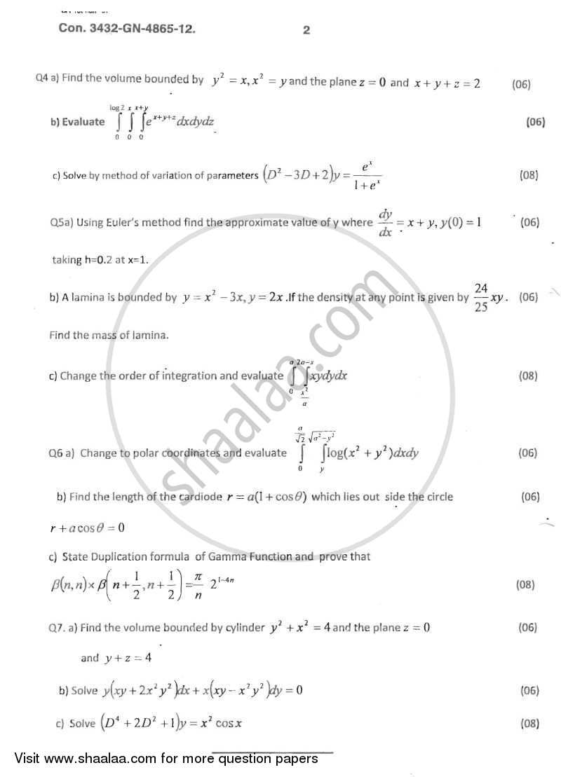 Applied Mathematics 2 2011-2012 - B.E. - Semester 2 (FE First Year) - University of Mumbai question paper with PDF download