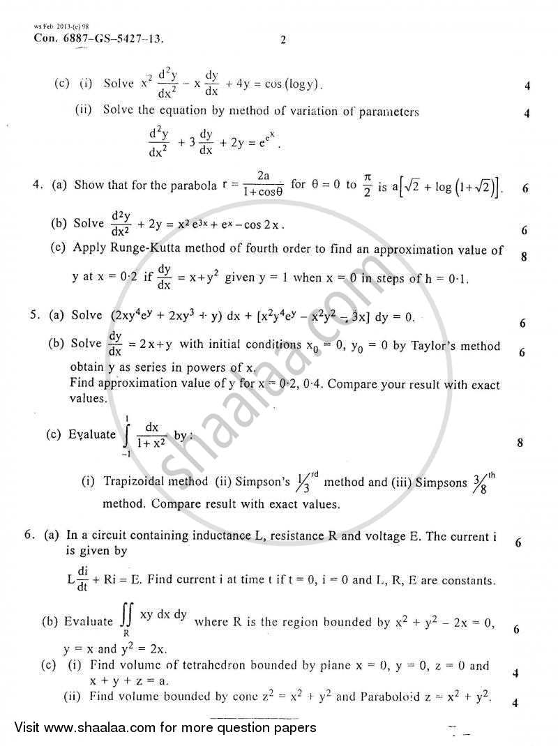 Applied Mathematics 2 2012-2013 - B.E. - Semester 2 (FE First Year) - University of Mumbai question paper with PDF download