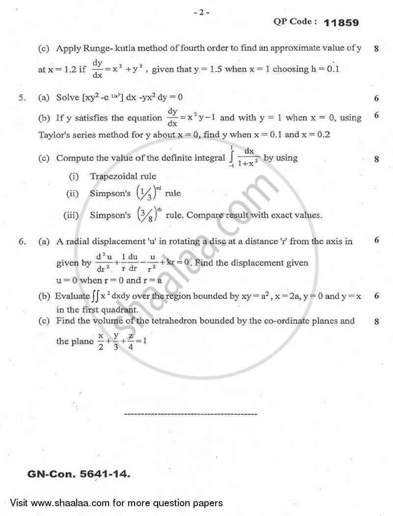 Applied Mathematics 2 2014-2015 - B.E. - Semester 2 (FE First Year) - University of Mumbai question paper with PDF download