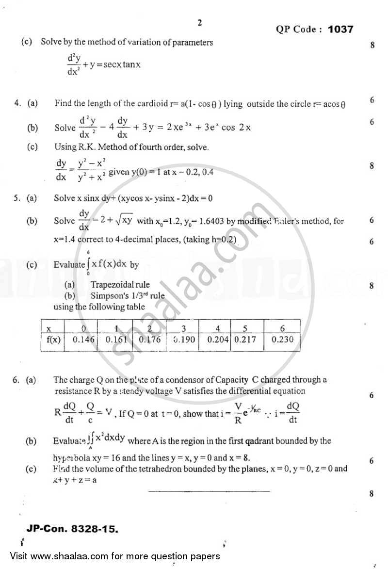 Applied Mathematics 2 2014-2015 - B.E. - Semester 2 (FE First Year) - University of Mumbai question paper with PDF download