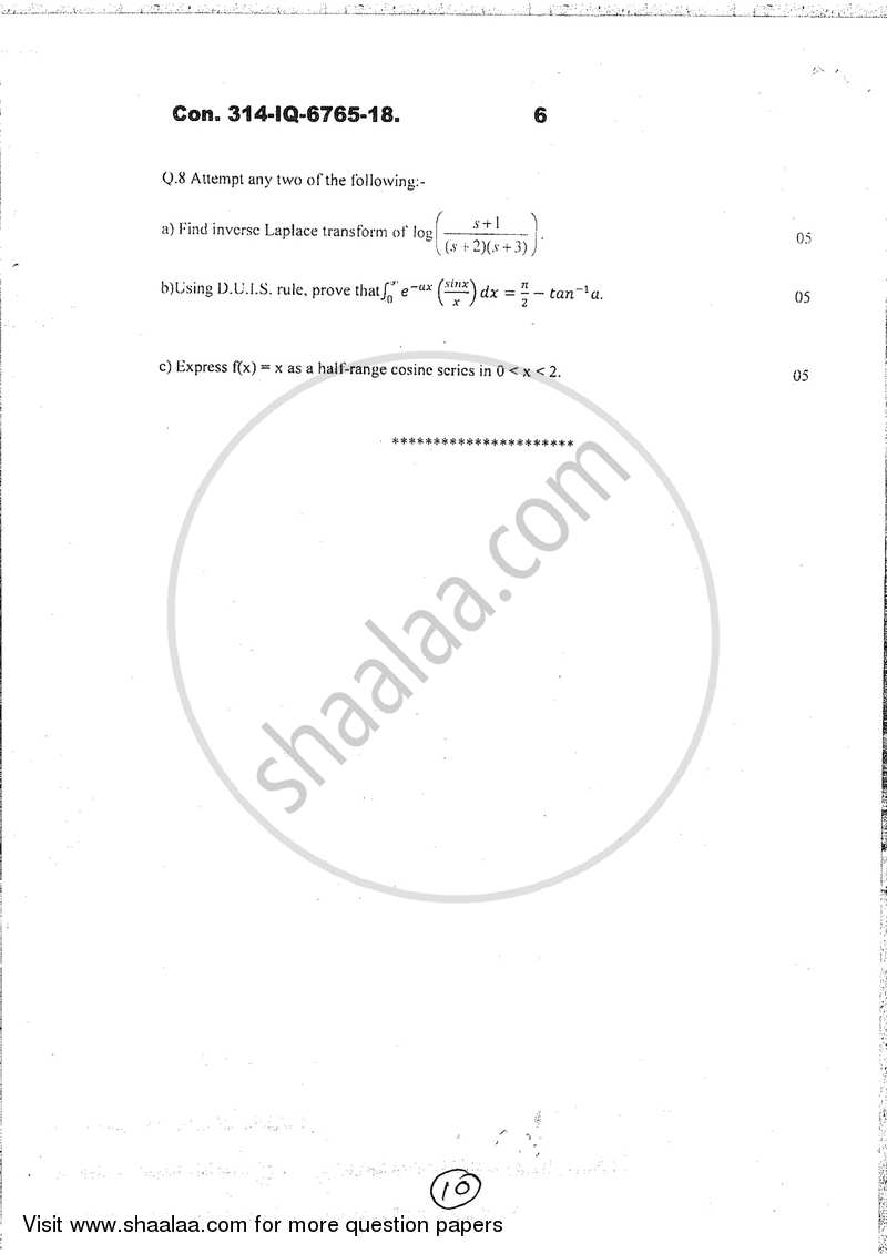Applied Mathematics 2 2017-2018 - B.E. - Semester 2 (FE First Year) - University of Mumbai question paper with PDF download