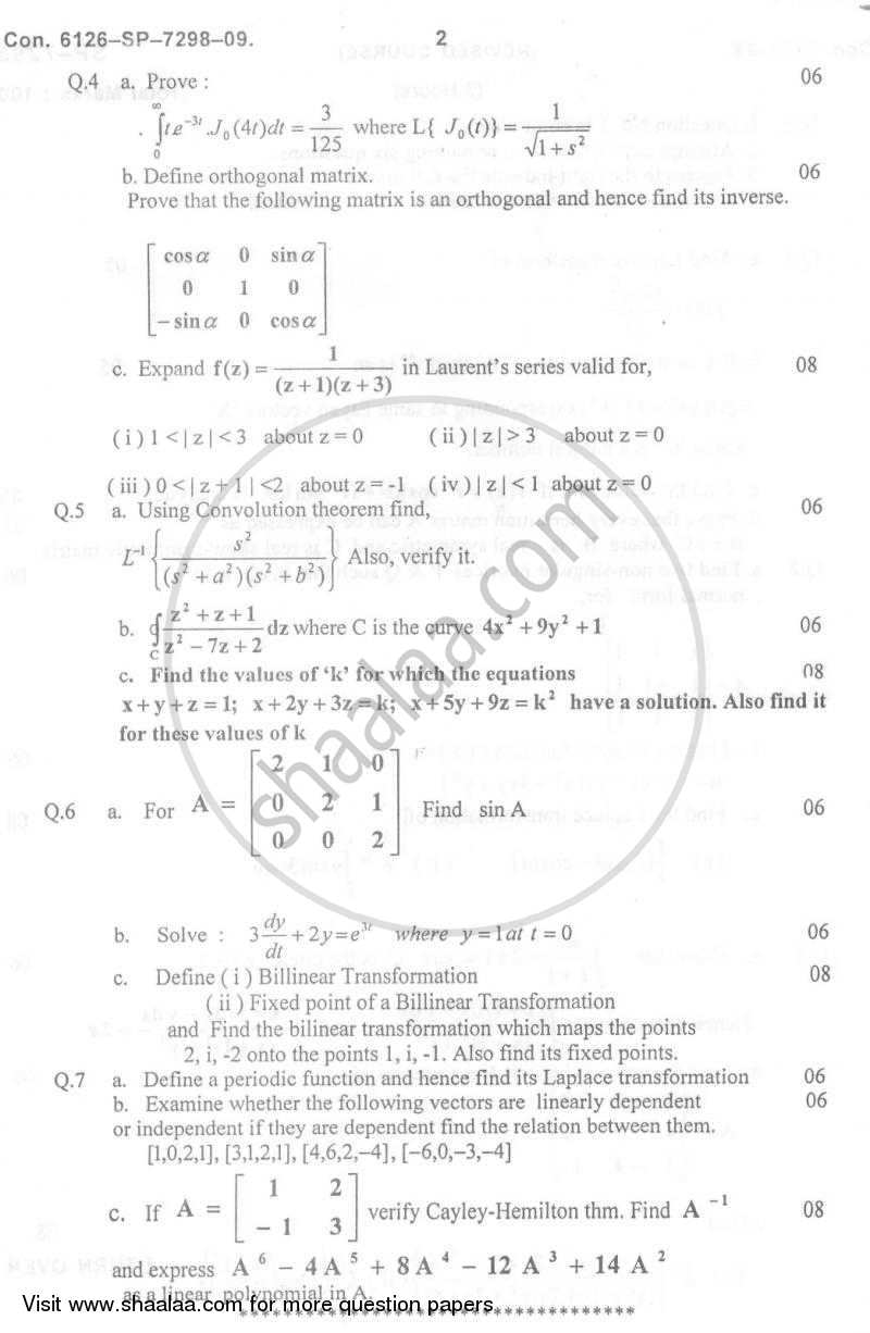 Applied Mathematics 3 2009-2010 - B.E. - Semester 3 (SE Second Year) - University of Mumbai question paper with PDF download