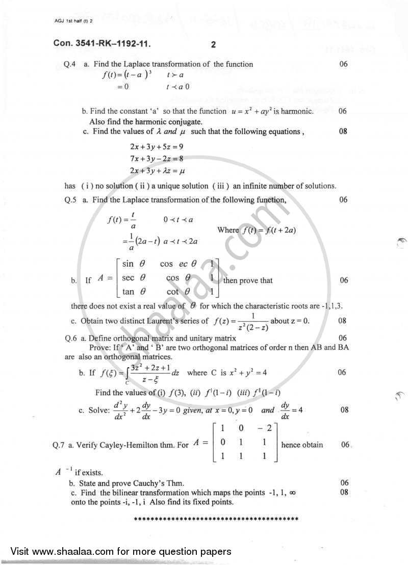 Applied Mathematics 3 2010-2011 - B.E. - Semester 3 (SE Second Year) - University of Mumbai question paper with PDF download