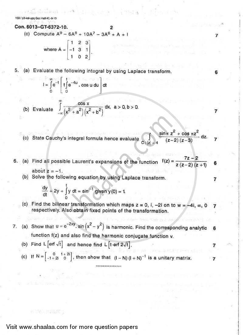 Applied Mathematics 3 2010-2011 - B.E. - Semester 3 (SE Second Year) - University of Mumbai question paper with PDF download