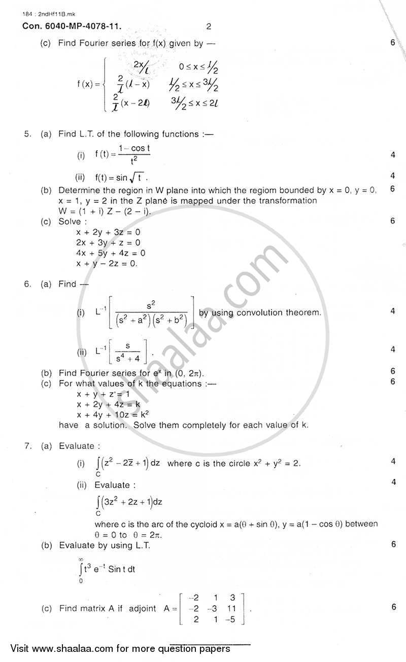 Applied Mathematics 3 2011-2012 - B.E. - Semester 3 (SE Second Year) - University of Mumbai question paper with PDF download