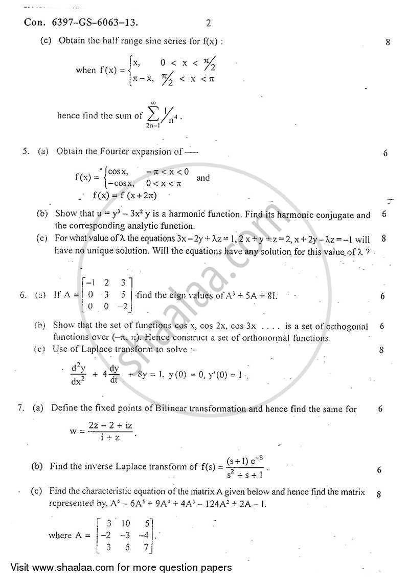 Applied Mathematics 3 2012-2013 - B.E. - Semester 3 (SE Second Year) - University of Mumbai question paper with PDF download