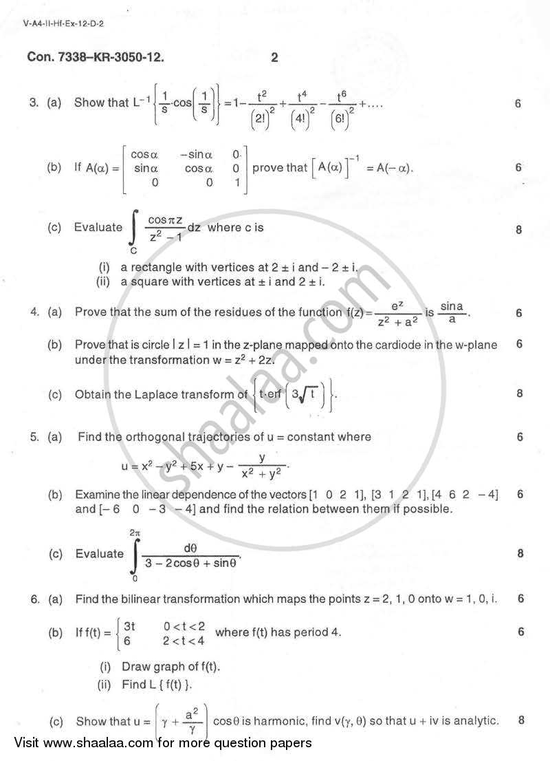 Applied Mathematics 3 2012-2013 - B.E. - Semester 3 (SE Second Year) - University of Mumbai question paper with PDF download