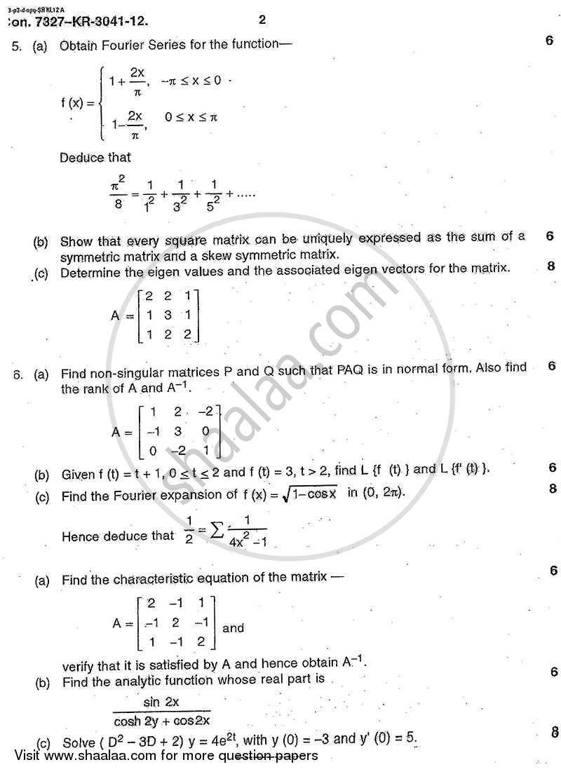 Applied Mathematics 3 2012-2013 - B.E. - Semester 3 (SE Second Year) - University of Mumbai question paper with PDF download