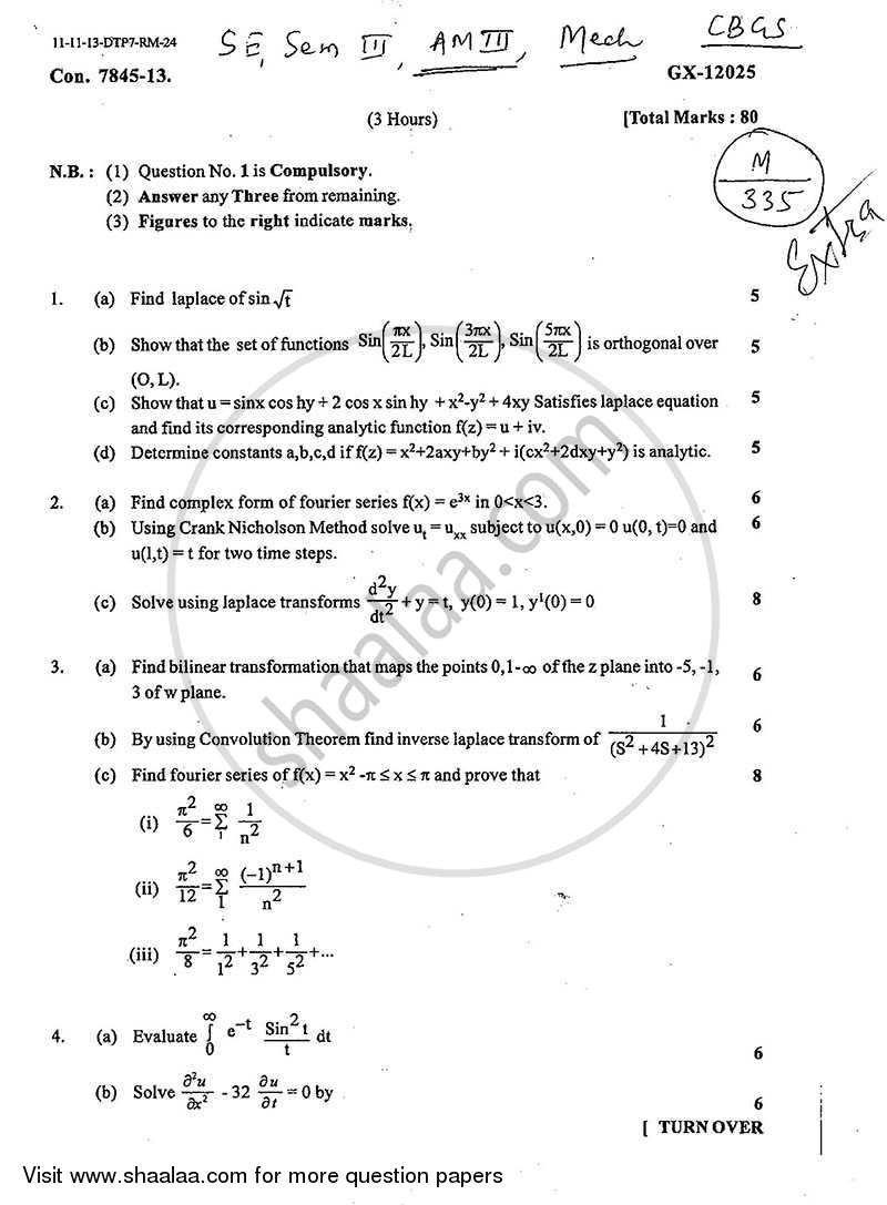 Applied Mathematics 3 2013-2014 - B.E. - Semester 3 (SE Second Year) - University of Mumbai question paper with PDF download