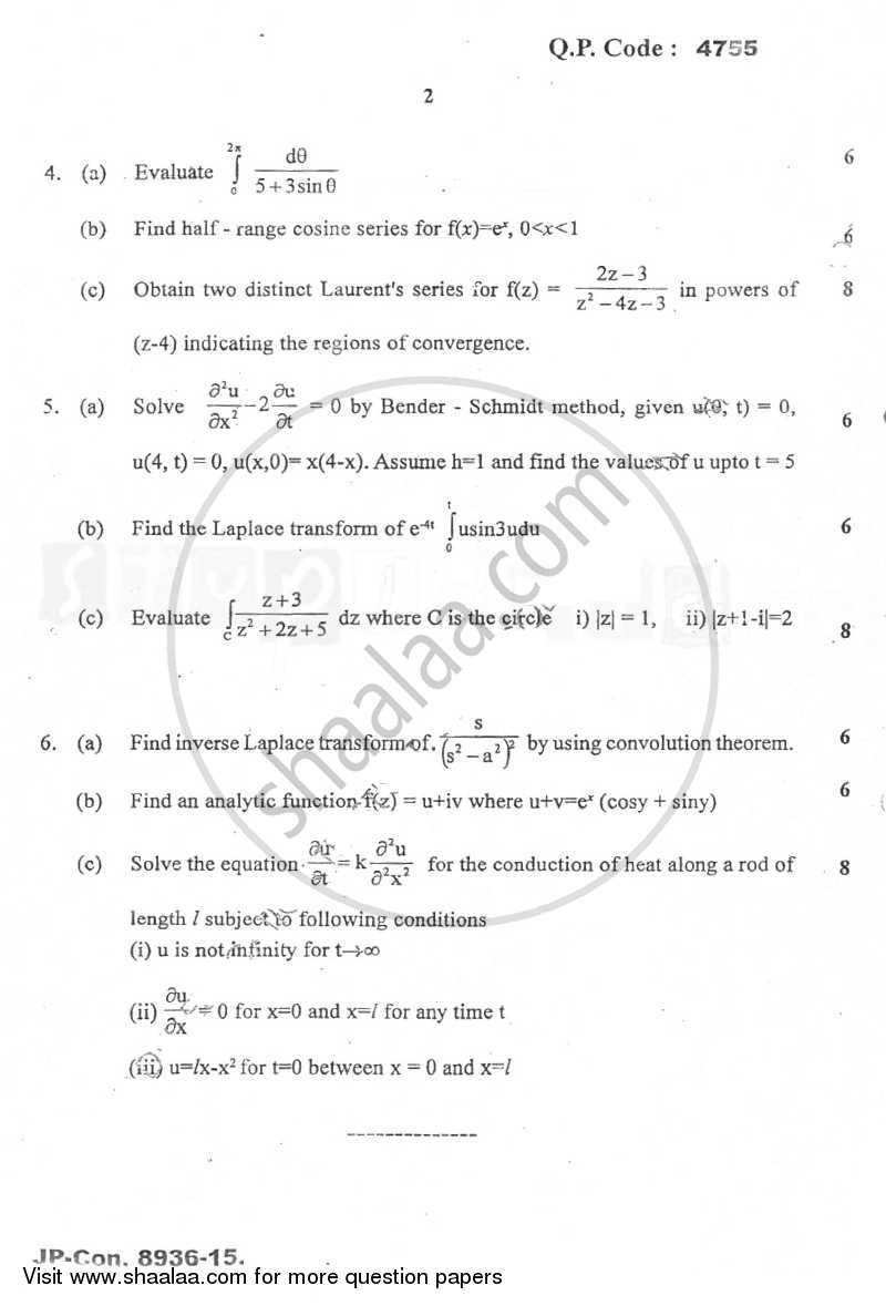 Applied Mathematics 3 2014-2015 - B.E. - Semester 3 (SE Second Year) - University of Mumbai question paper with PDF download