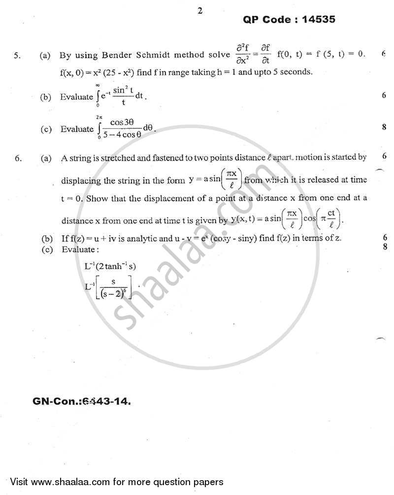 Applied Mathematics 3 2014-2015 - B.E. - Semester 3 (SE Second Year) - University of Mumbai question paper with PDF download