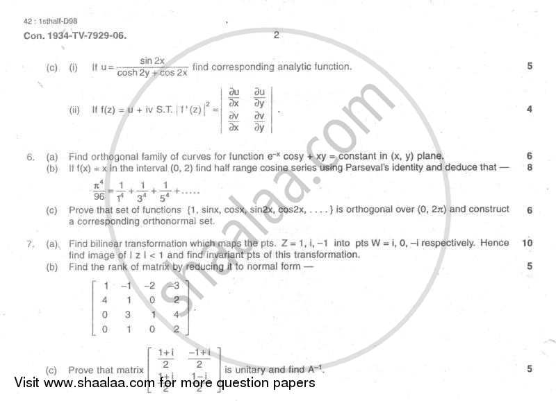 Applied Mathematics 3 2005-2006 - B.E. - Semester 3 (SE Second Year) - University of Mumbai question paper with PDF download