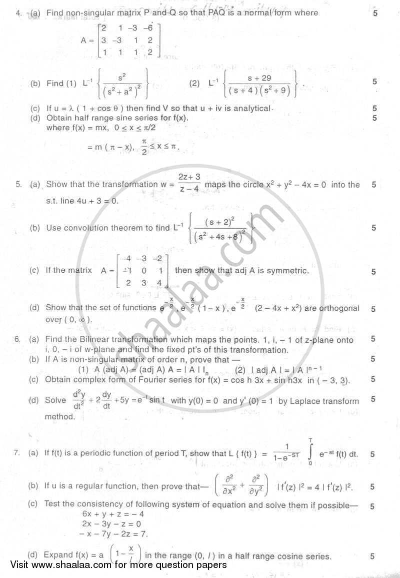 Applied Mathematics 3 2006-2007 - B.E. - Semester 3 (SE Second Year) - University of Mumbai question paper with PDF download