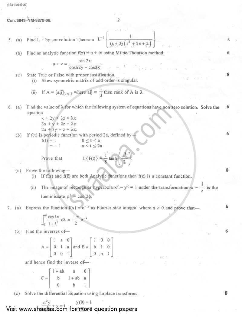 Applied Mathematics 3 2006-2007 - B.E. - Semester 3 (SE Second Year) - University of Mumbai question paper with PDF download