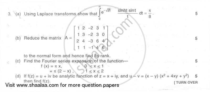 Applied Mathematics 3 2006-2007 - B.E. - Semester 3 (SE Second Year) - University of Mumbai question paper with PDF download