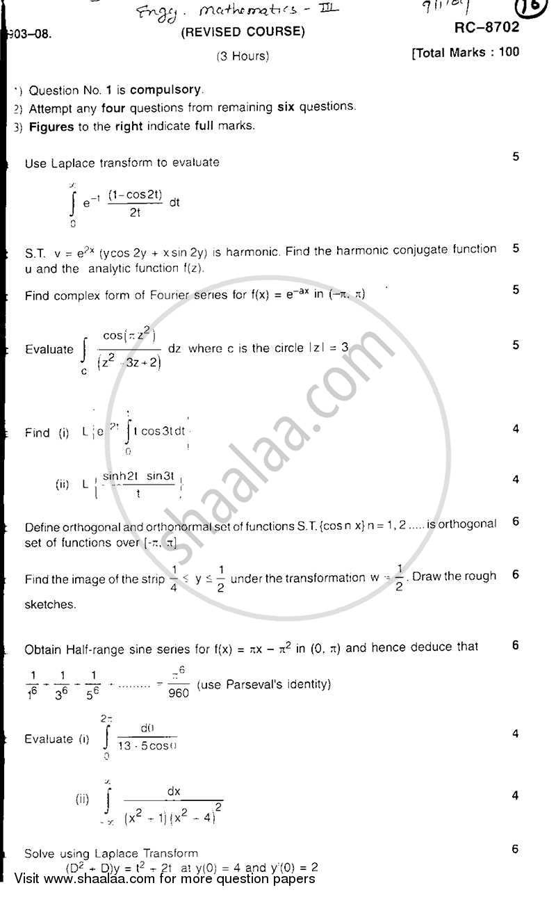 Applied Mathematics 3 2008-2009 - B.E. - Semester 3 (SE Second Year) - University of Mumbai question paper with PDF download