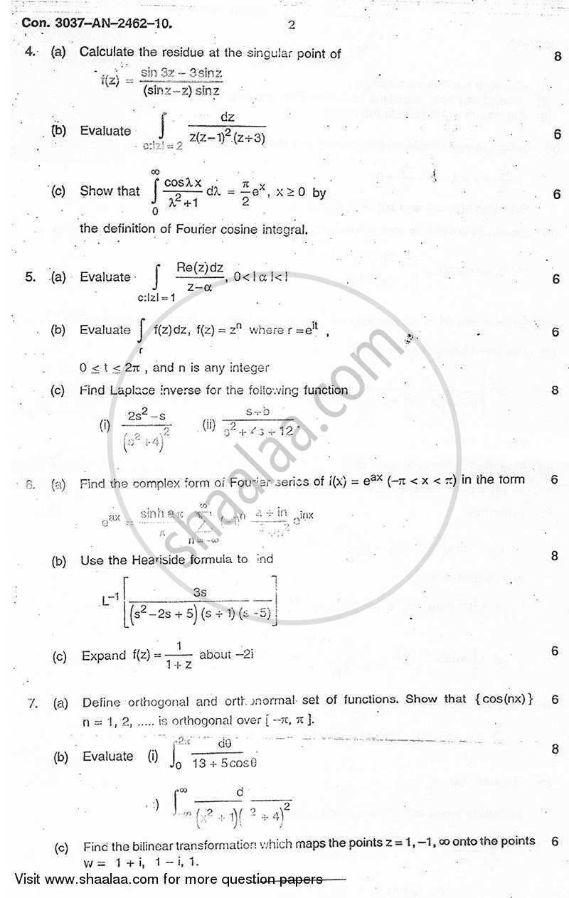 Applied Mathematics 3 2009-2010 - B.E. - Semester 3 (SE Second Year) - University of Mumbai question paper with PDF download