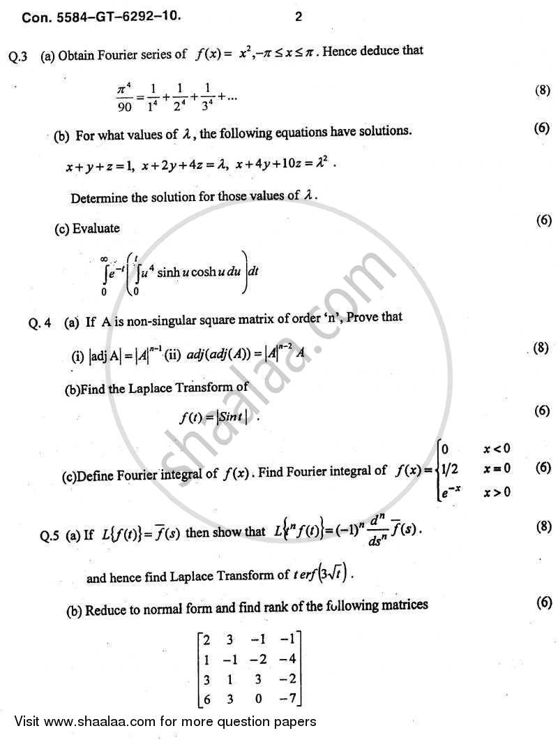 Applied Mathematics 3 2010-2011 - B.E. - Semester 3 (SE Second Year) - University of Mumbai question paper with PDF download
