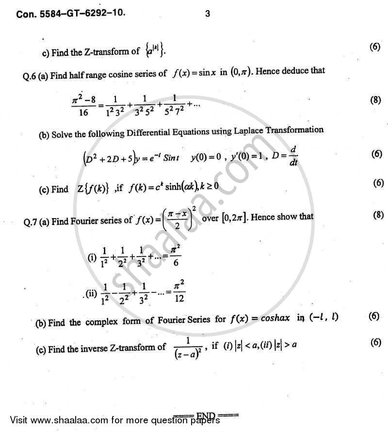 Applied Mathematics 3 2010-2011 - B.E. - Semester 3 (SE Second Year) - University of Mumbai question paper with PDF download
