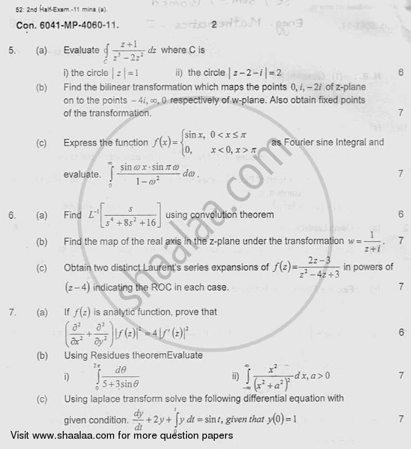 Applied Mathematics 3 2011-2012 - B.E. - Semester 3 (SE Second Year) - University of Mumbai question paper with PDF download
