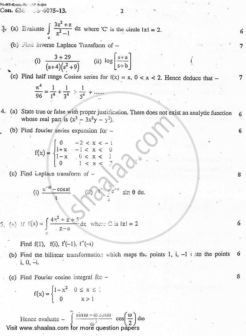 Applied Mathematics 3 2012-2013 - B.E. - Semester 3 (SE Second Year) - University of Mumbai question paper with PDF download