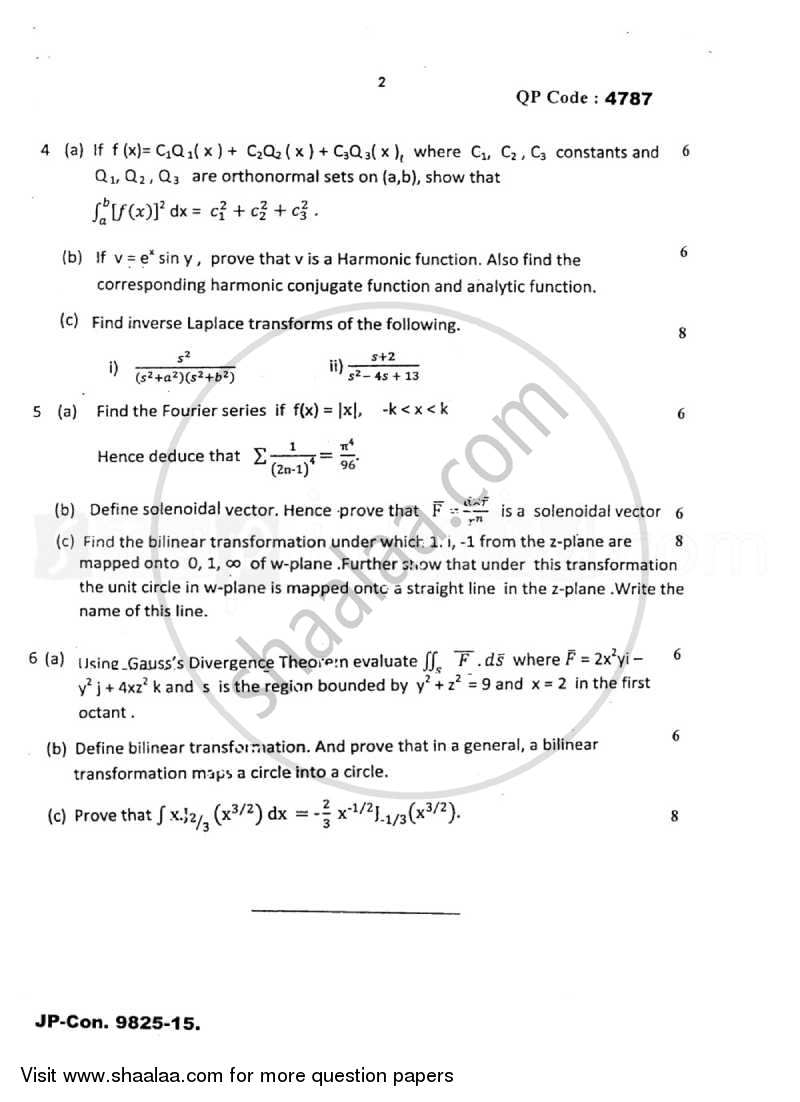 Applied Mathematics 3 2014-2015 - B.E. - Semester 3 (SE Second Year) - University of Mumbai question paper with PDF download