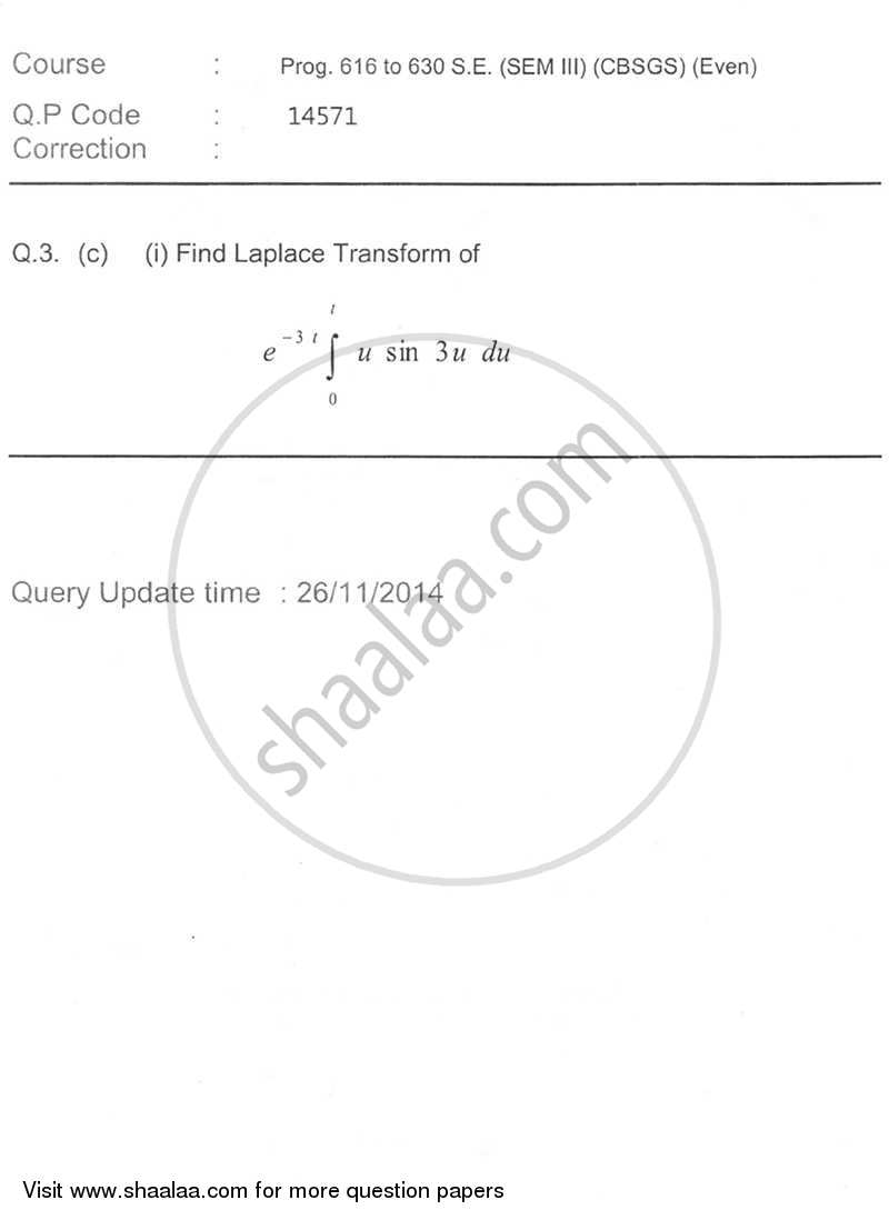 Applied Mathematics 3 2014-2015 - B.E. - Semester 3 (SE Second Year) - University of Mumbai question paper with PDF download