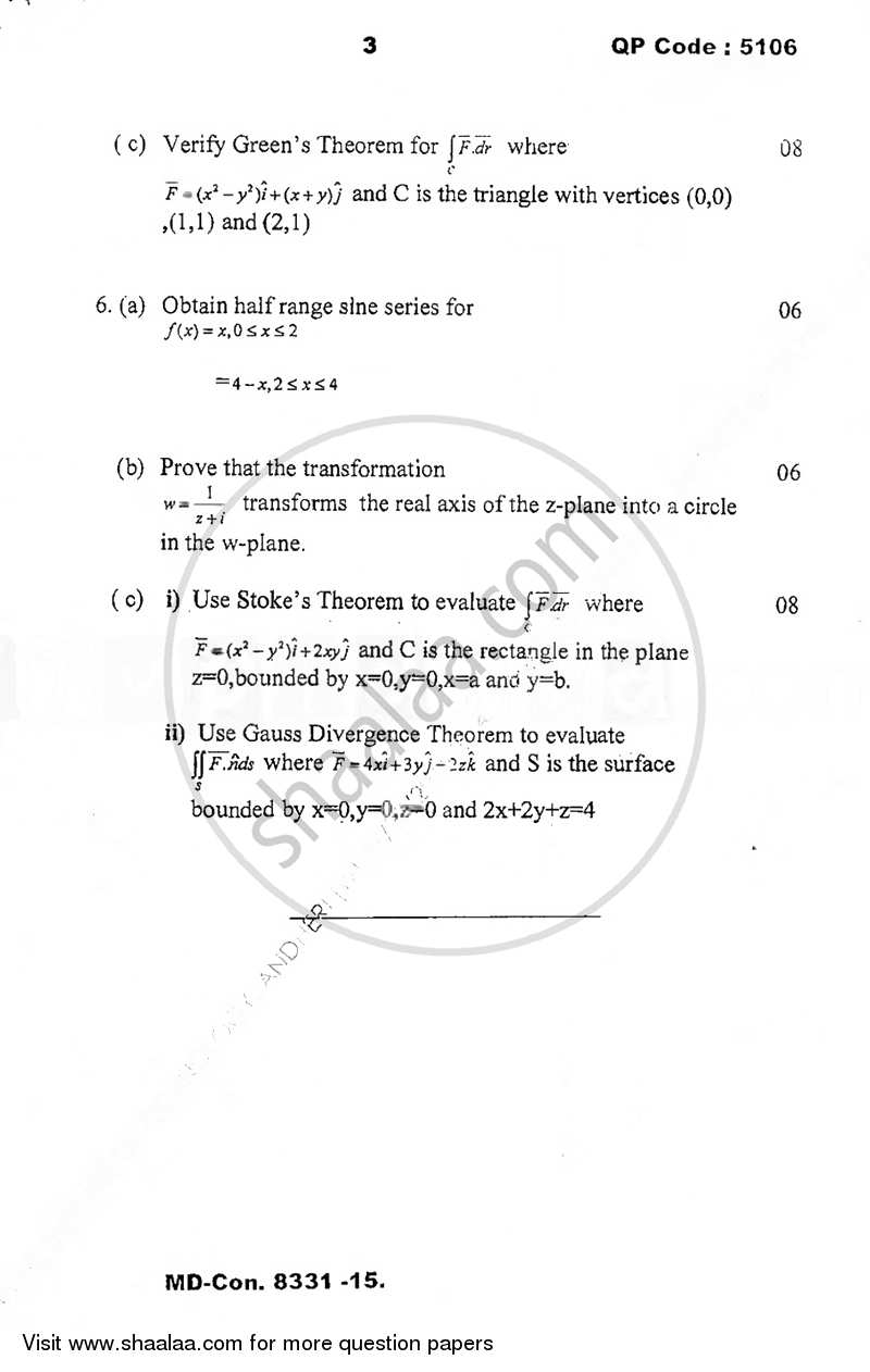 Applied Mathematics 3 2015-2016 - B.E. - Semester 3 (SE Second Year) - University of Mumbai question paper with PDF download