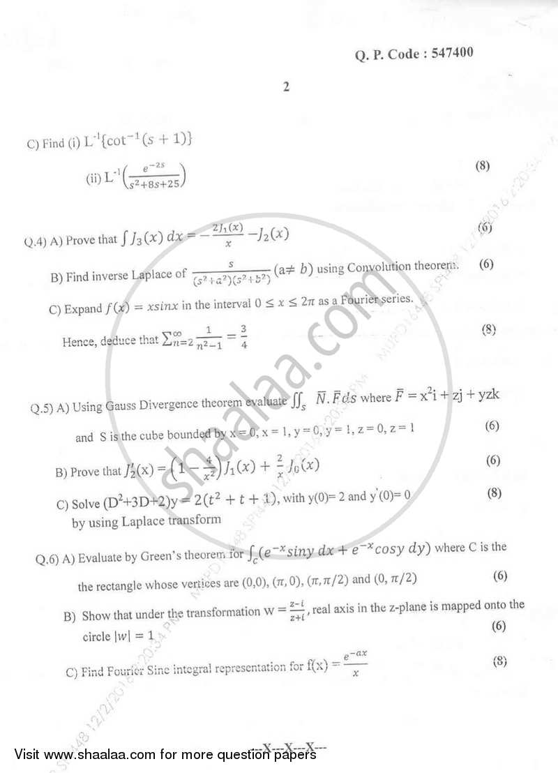 Applied Mathematics 3 2016-2017 - B.E. - Semester 3 (SE Second Year) - University of Mumbai question paper with PDF download