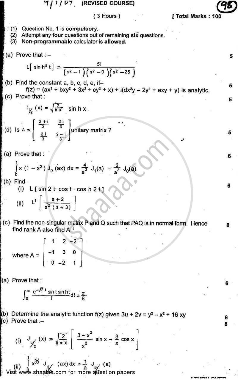 Applied Mathematics 3 2008-2009 - B.E. - Semester 3 (SE Second Year) - University of Mumbai question paper with PDF download