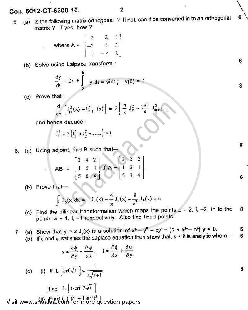Applied Mathematics 3 2010-2011 - B.E. - Semester 3 (SE Second Year) - University of Mumbai question paper with PDF download