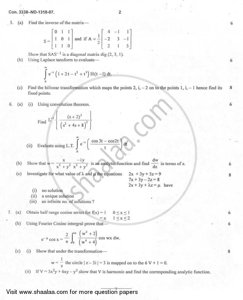 Applied Mathematics 3 2006-2007 - B.E. - Semester 3 (SE Second Year) - University of Mumbai question paper with PDF download