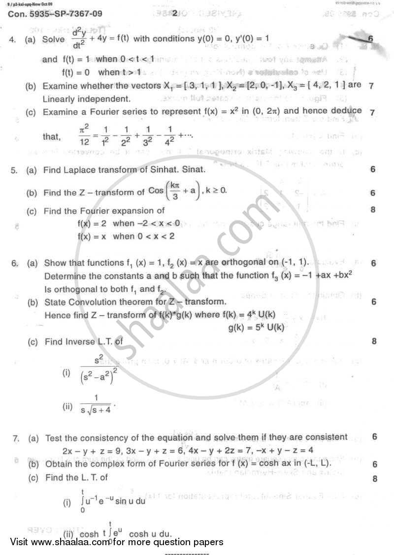 Applied Mathematics 3 2009-2010 - B.E. - Semester 3 (SE Second Year) - University of Mumbai question paper with PDF download