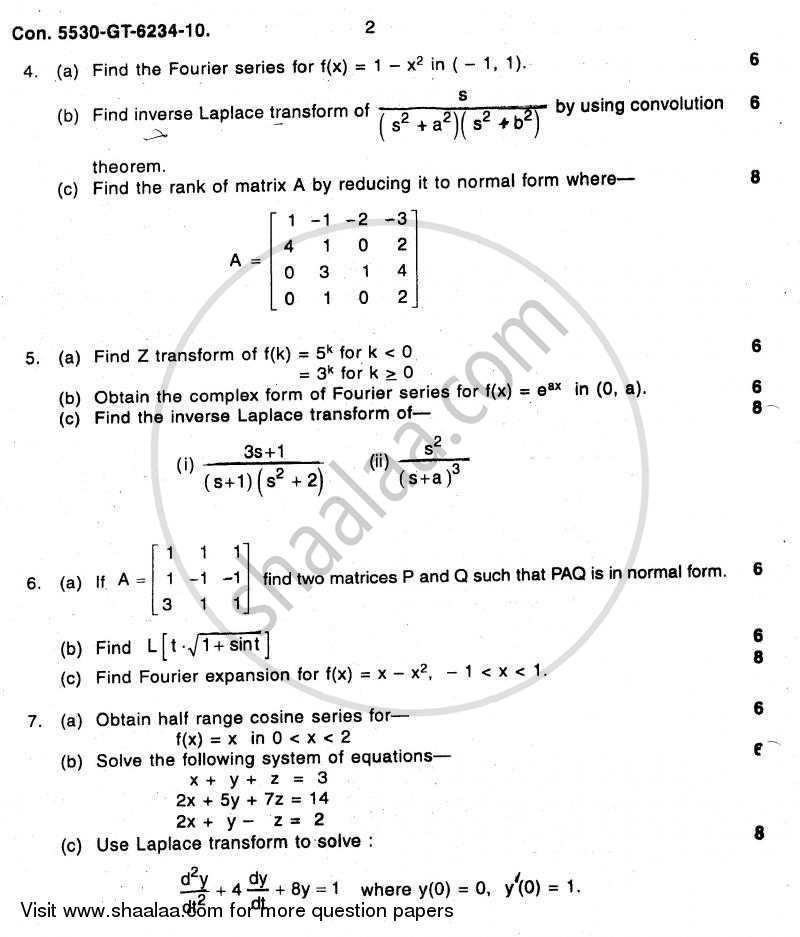 Applied Mathematics 3 2010-2011 - B.E. - Semester 3 (SE Second Year) - University of Mumbai question paper with PDF download