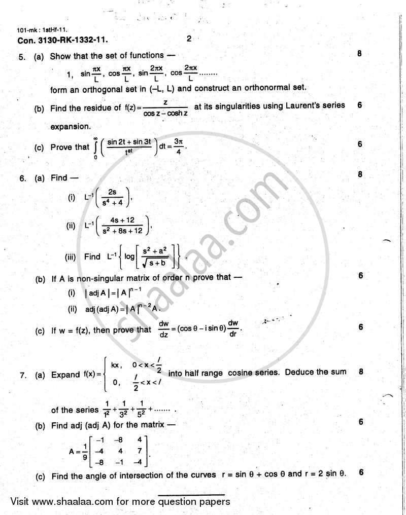 Applied Mathematics 3 2010-2011 - B.E. - Semester 3 (SE Second Year) - University of Mumbai question paper with PDF download