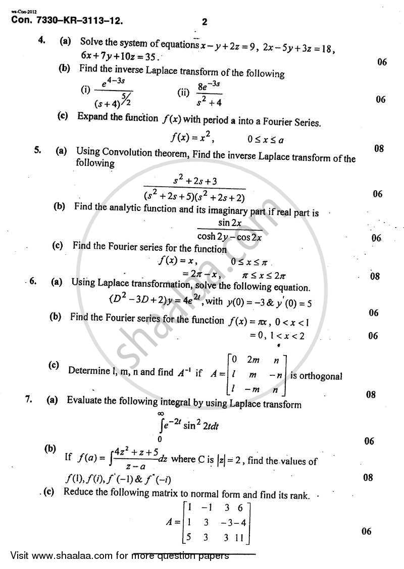Applied Mathematics 3 2012-2013 - B.E. - Semester 3 (SE Second Year) - University of Mumbai question paper with PDF download