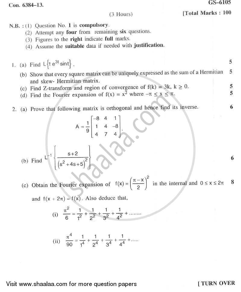 Applied Mathematics 3 2012-2013 - B.E. - Semester 3 (SE Second Year) - University of Mumbai question paper with PDF download