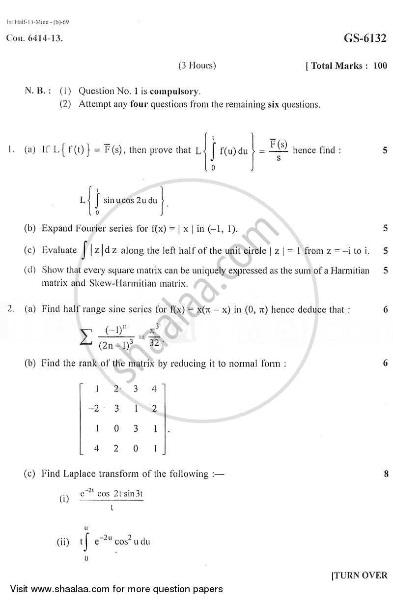 Applied Mathematics 3 2012-2013 - B.E. - Semester 3 (SE Second Year) - University of Mumbai question paper with PDF download