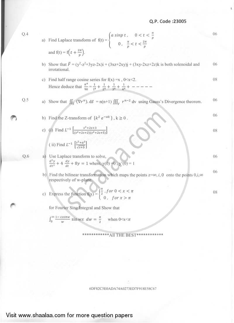Applied Mathematics 3 2017-2018 - B.E. - Semester 3 (SE Second Year) - University of Mumbai question paper with PDF download