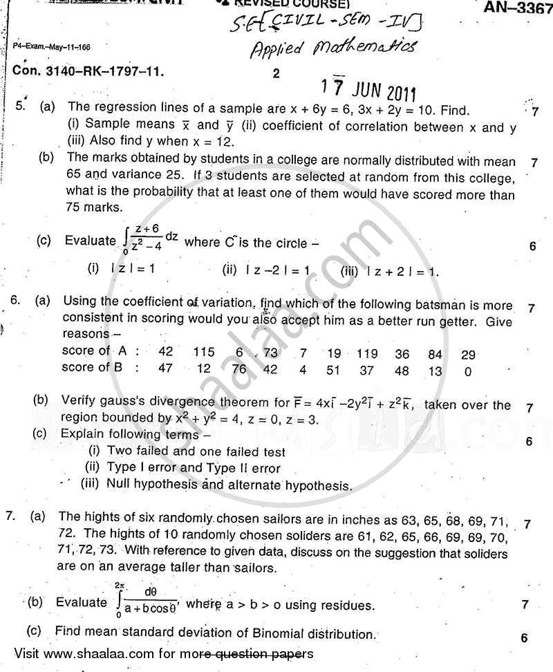 Applied Mathematics 4 2010-2011 - B.E. - Semester 4 (SE Second Year) - University of Mumbai question paper with PDF download