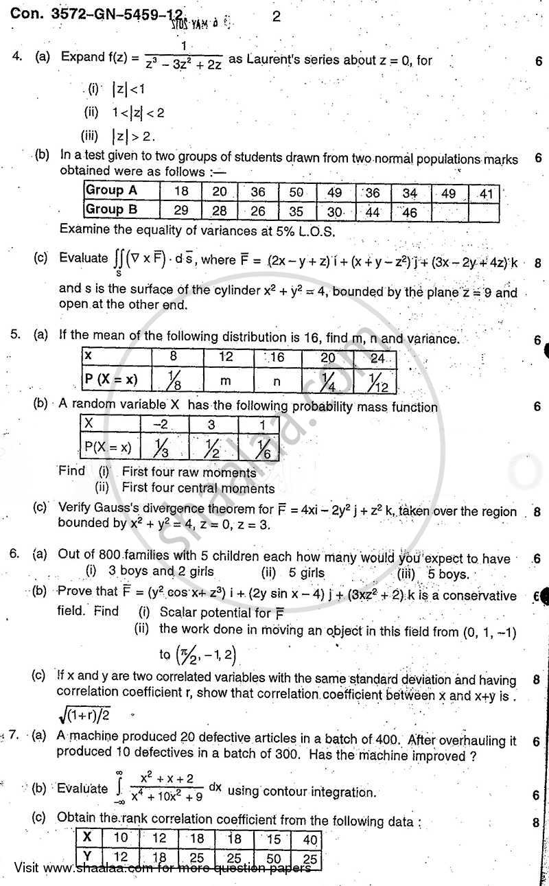 Applied Mathematics 4 2011-2012 - B.E. - Semester 4 (SE Second Year) - University of Mumbai question paper with PDF download