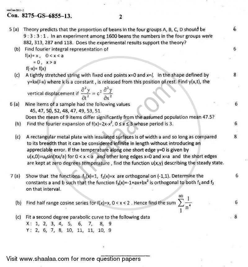 Applied Mathematics 4 2012-2013 - B.E. - Semester 4 (SE Second Year) - University of Mumbai question paper with PDF download