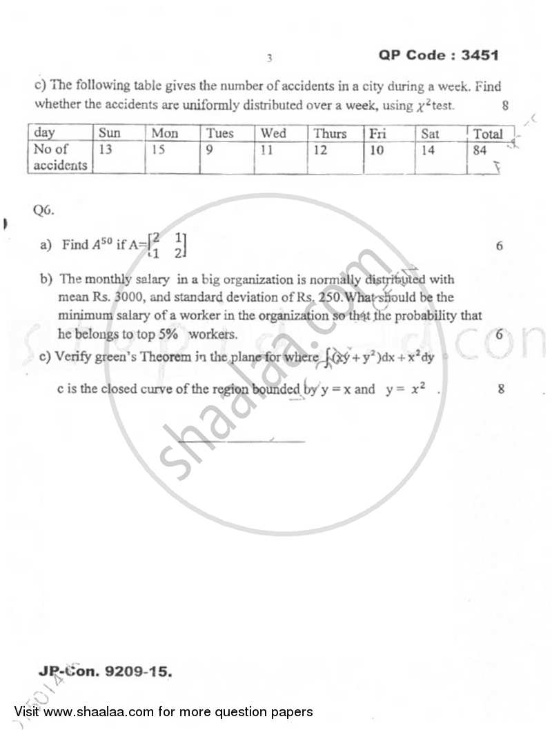 Applied Mathematics 4 2014-2015 - B.E. - Semester 4 (SE Second Year) - University of Mumbai question paper with PDF download