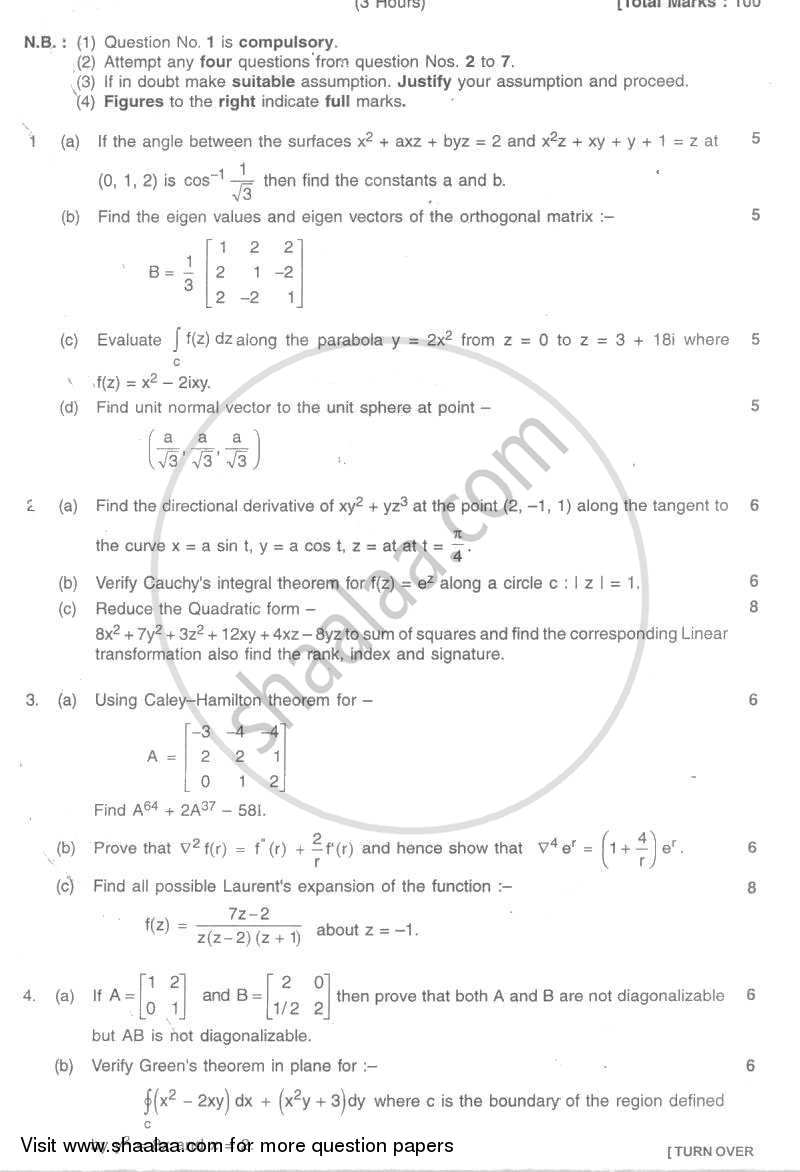 Applied Mathematics 4 2007-2008 - B.E. - Semester 4 (SE Second Year) - University of Mumbai question paper with PDF download