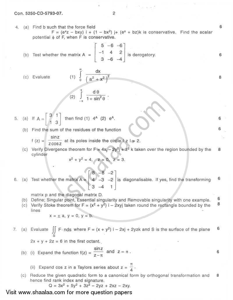 Applied Mathematics 4 2007-2008 - B.E. - Semester 4 (SE Second Year) - University of Mumbai question paper with PDF download