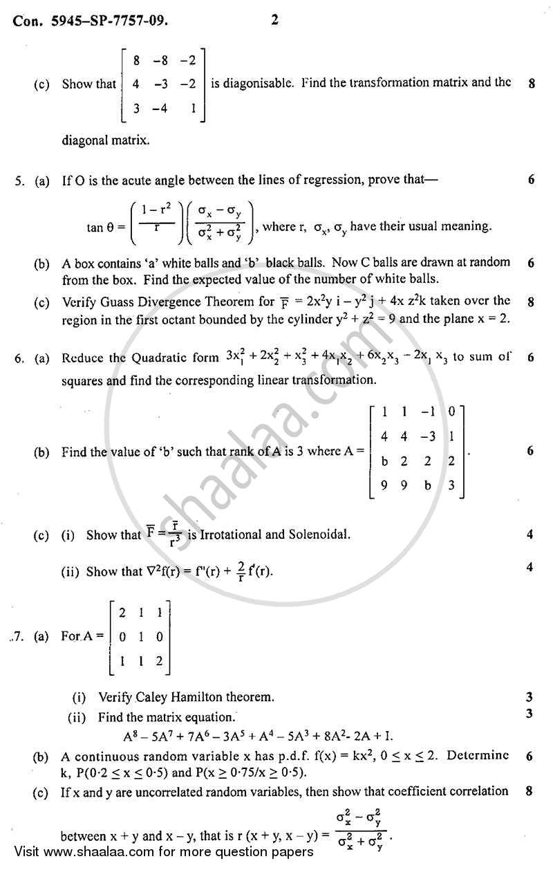 Applied Mathematics 4 2009-2010 - B.E. - Semester 4 (SE Second Year) - University of Mumbai question paper with PDF download