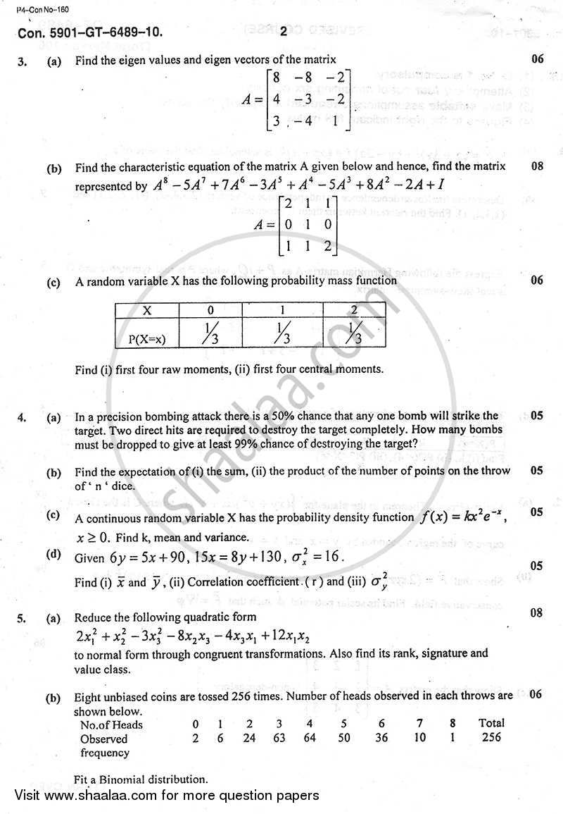 Applied Mathematics 4 2010-2011 - B.E. - Semester 4 (SE Second Year) - University of Mumbai question paper with PDF download