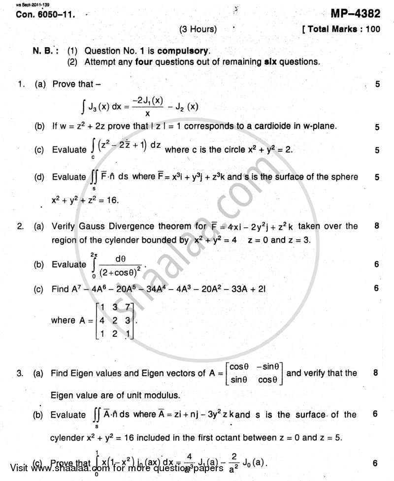 Applied Mathematics 4 2011-2012 - B.E. - Semester 4 (SE Second Year) - University of Mumbai question paper with PDF download